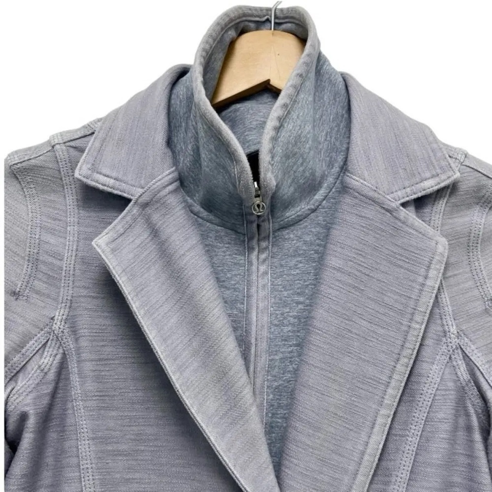 Lululemon Ride On Moto Jacket Gray Peplum Zip Fitted Blazer Size 4 - Picture 6 of 13